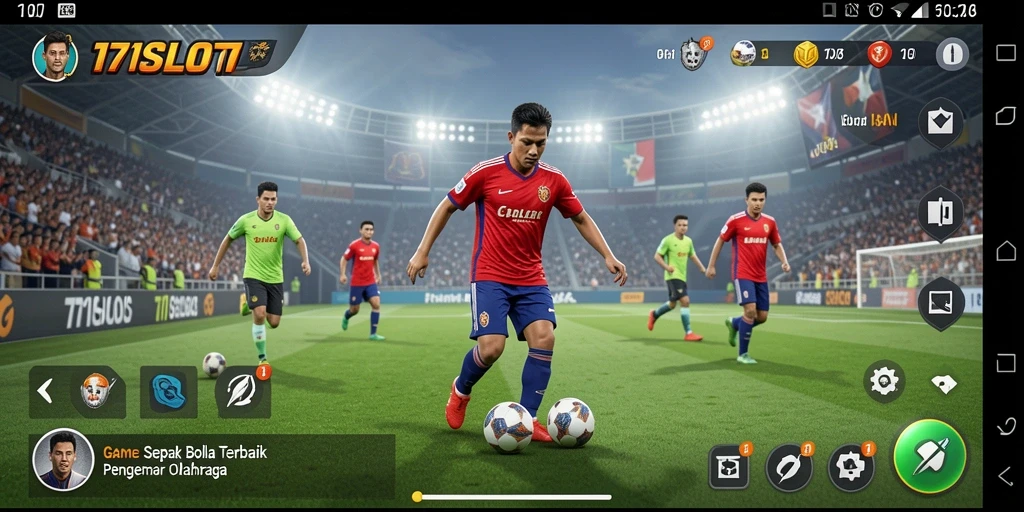 Gameplay mendebarkan dalam 171SLOT dengan aksi sepak bola nyata.