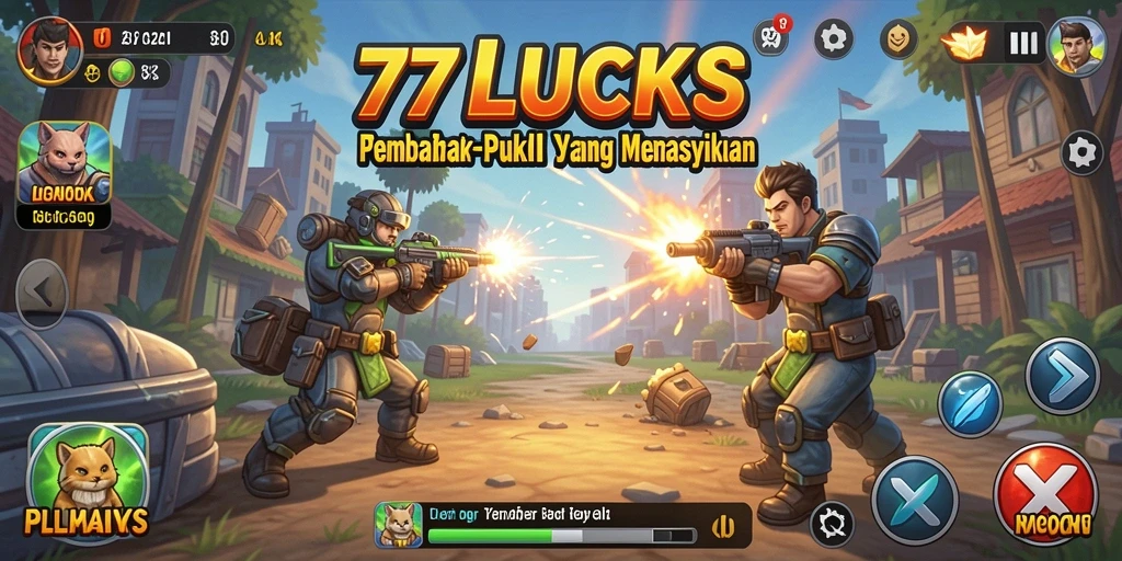 Screenshot utama 77LUCKS menampilkan aksi tembak-pukul yang mendebarkan.