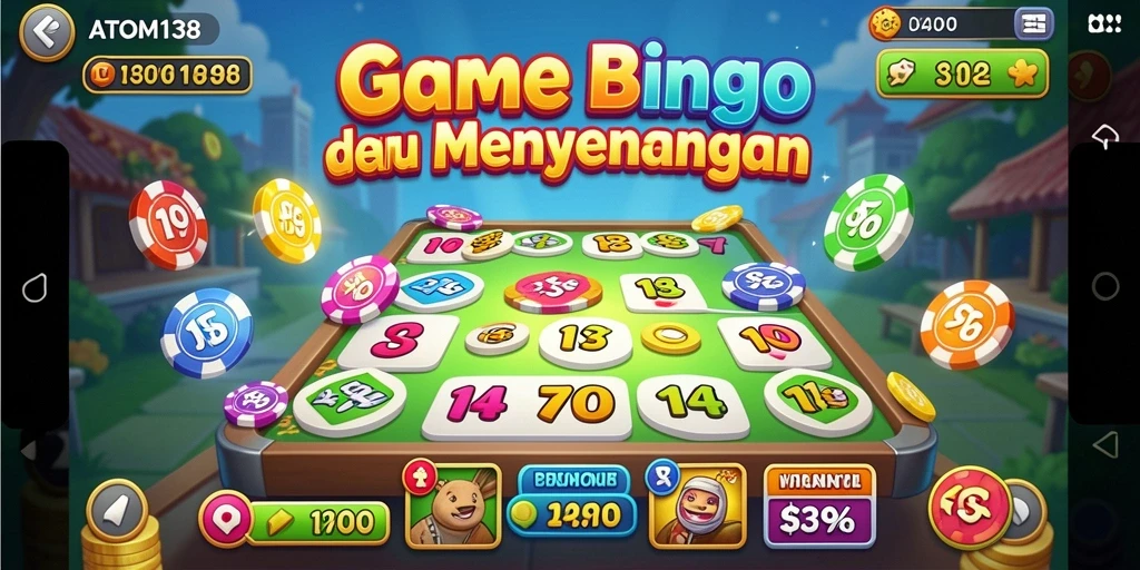 Tampilan utama ATOM138 dengan gameplay Bingo yang seru.