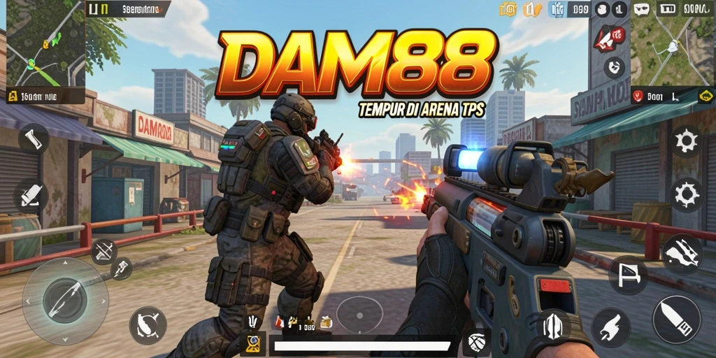 Tampilan gameplay intens di DAM88 dengan aksi tembak-menembak seru.