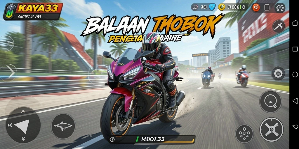 Screenshot gameplay KAYA33 yang menampilkan momen balapan mendebarkan.
