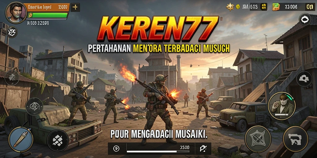 Tangkapan layar KEREN77 menunjukkan menara bertarung melawan gelombang musuh.