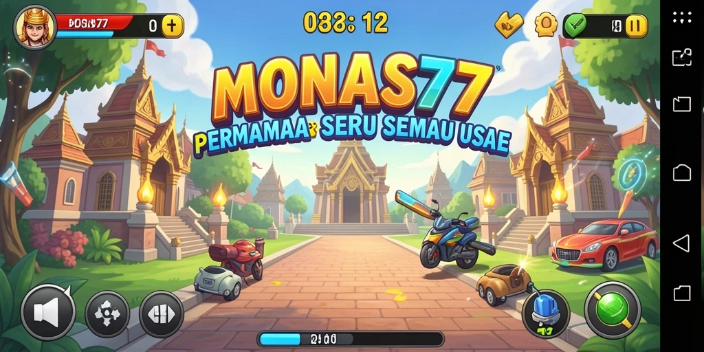Tampilan gameplay seru MONAS77 dengan rintangan menarik.