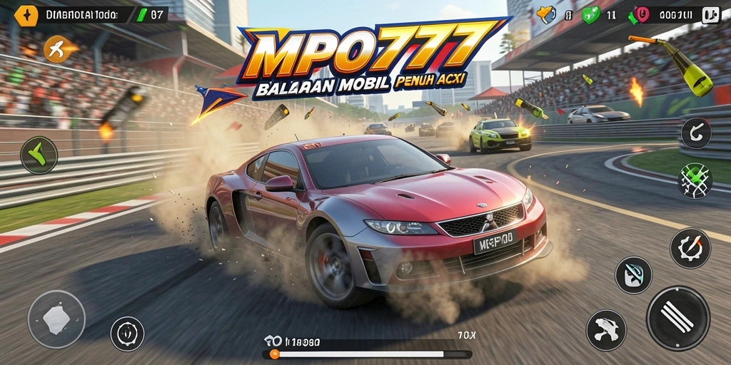 Tampilan gameplay MPO777 yang mendebarkan di lintasan balap.