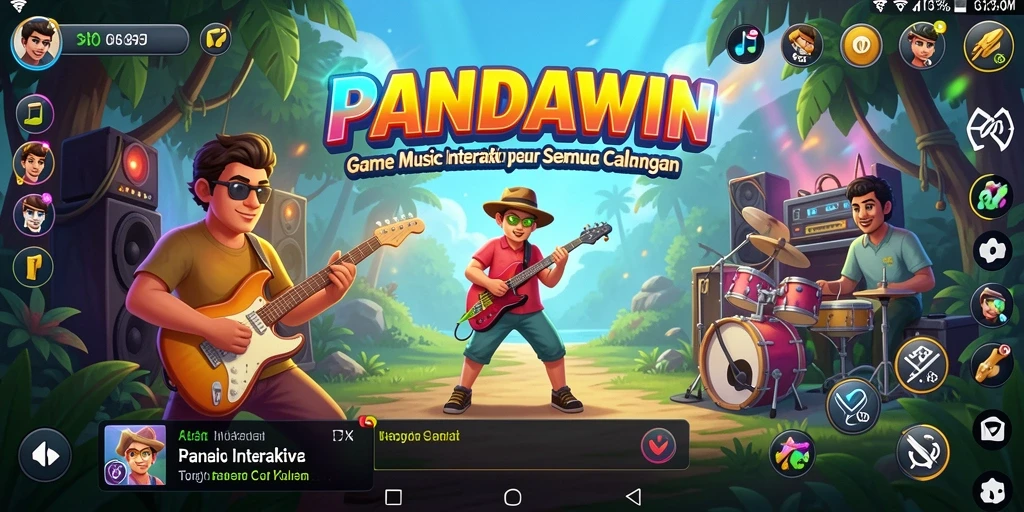 Tampilan gameplay PANDAWIN yang seru dan interaktif dengan berbagai lagu.