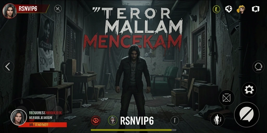 Screenshot gameplay RSNVIP6 menampilkan momen mencekam dalam suasana gelap.