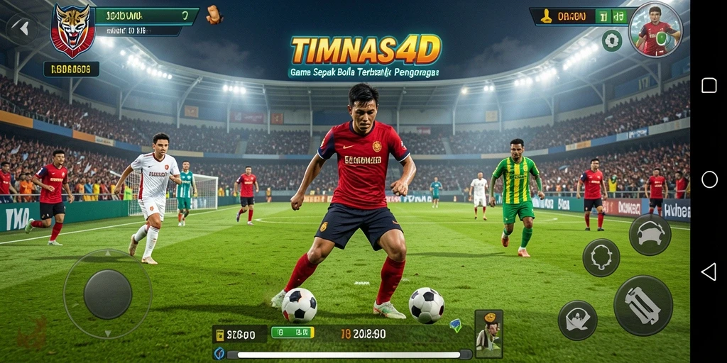 Tampilan gameplay mendebarkan di TIMNAS4D dengan aksi sepak bola nyata.