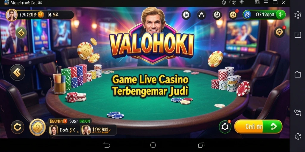 Tampilan gameplay VALOHOKI yang menegangkan dengan interaksi dealer langsung.
