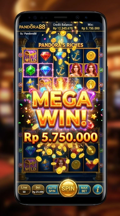 Tampilan utama aplikasi pandora88 dengan berbagai pilihan kategori.